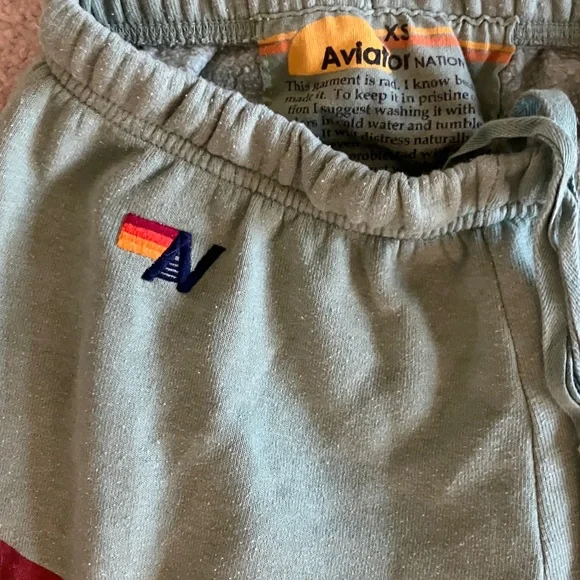 Aviator Nation Kids Sage Green Rainbow Logo Joggers - Picture 3 of 4